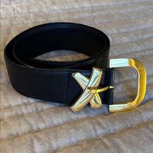 PALOMA PICASSO Leather  "X" Belt black gold Small